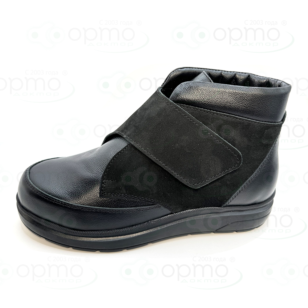 М-8511В Ортопедическая обувь сложная ботинки женские БАЙКА (41 черный/нубук)
