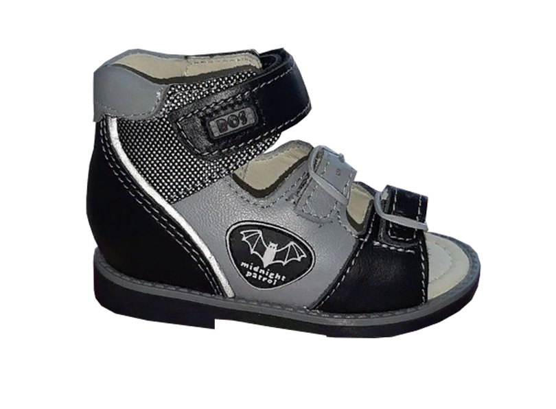 Сандалики серые с черным 058-01 (33 серый)