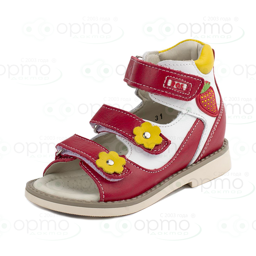Сандалики красные  с клубничкой 163-31 (36 красный)
