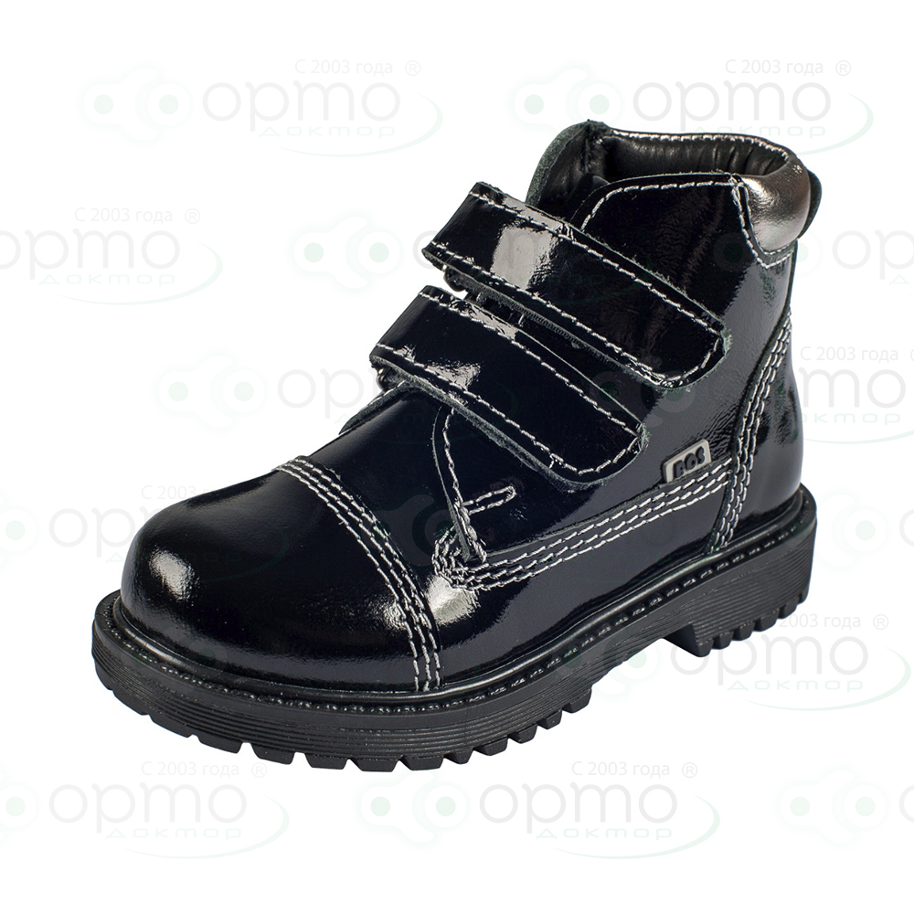 Ботинки на байке черные лак 201-122 (40)