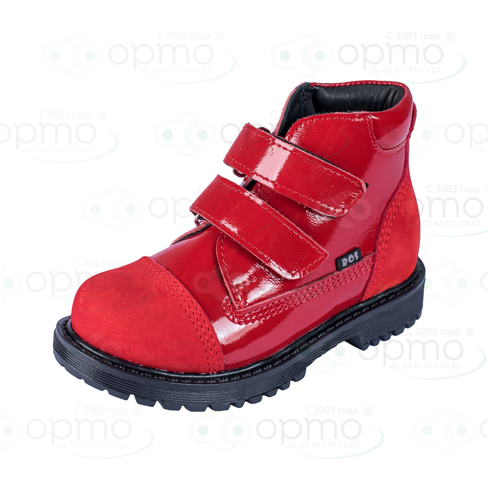 Ботинки на байке красный лак 201-32 (36)