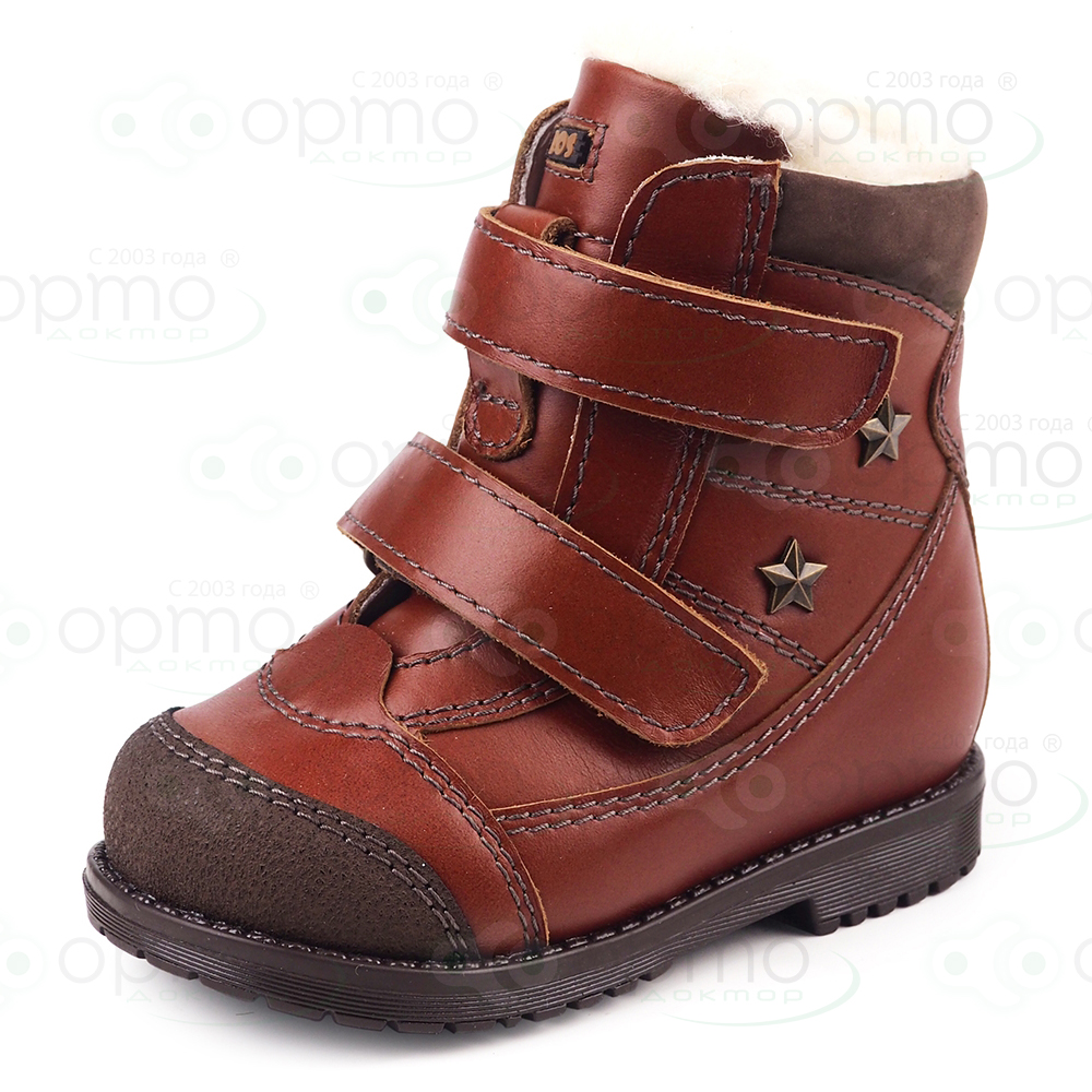 Ботинки на меху коричневые 154-532 (23)